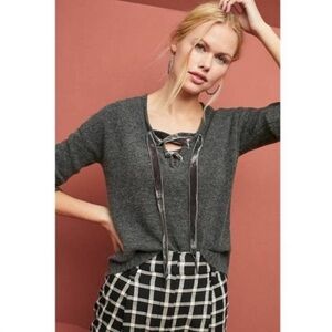 Rails charcoal wool cashmere drawstring crop sweater
